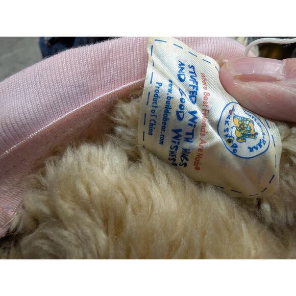Vintage Build A Bear Workshop Curly Teddy Bear Pink Bling Tank Embroid Jeans 16" - Picture 6 of 7